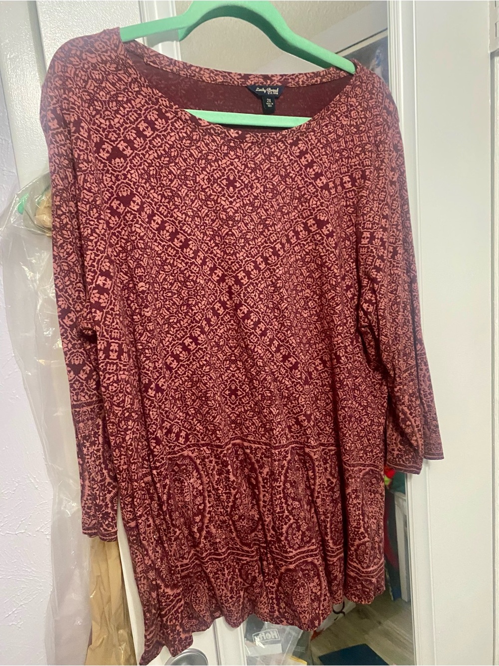 Lucky Brand Maroon Floral-Print Top